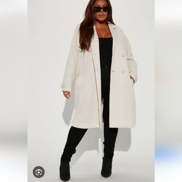 Fashion Nova All Business Baby Coat Double Breasted Button Size 1x - Picture 1 of 11